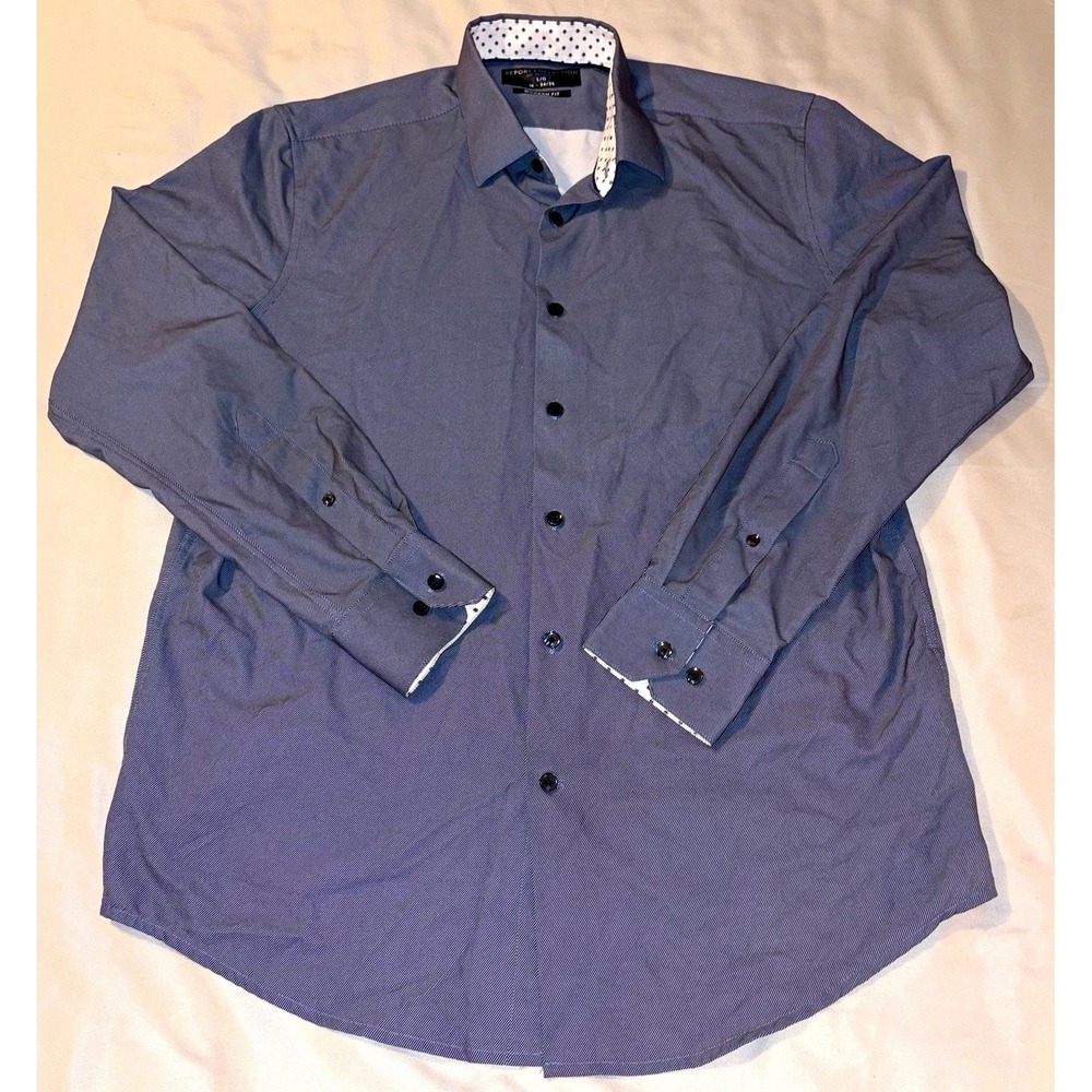 Report Collection Modern Fit 360° Movement Blue Striped Dress Shirt 16 34/35